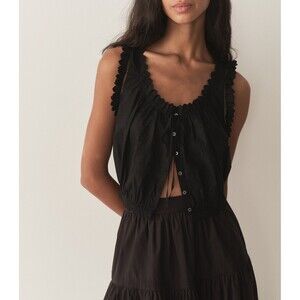 Doen Traveler Blouse Top Organic Cotton Floral Eyelet Embroidered XS New 284638